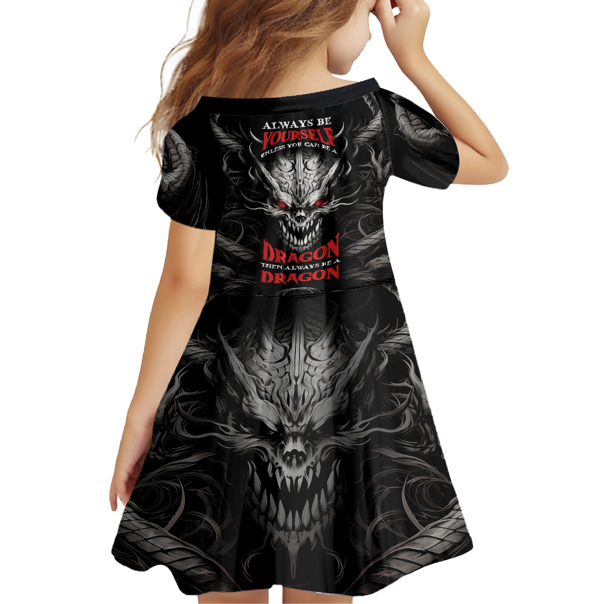 Demon Skull Family Matching Tank Maxi Dress and Hawaiian Shirt Always be yourself unless you can be a Dragon then always be a Dragon - Wonder Print Shop