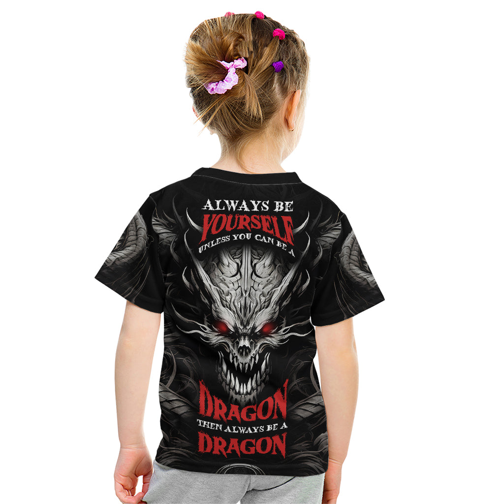 Demon Skull Kid T Shirt Always be yourself unless you can be a Dragon then always be a Dragon - Wonder Print Shop