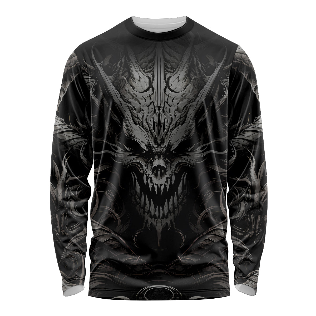 Demon Skull Long Sleeve Shirt Always be yourself unless you can be a Dragon then always be a Dragon - Wonder Print Shop