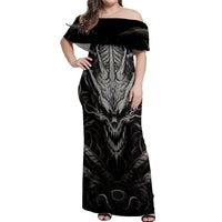 Demon Skull Off Shoulder Maxi Dress Always be yourself unless you can be a Dragon then always be a Dragon - Wonder Print Shop