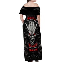 Demon Skull Off Shoulder Maxi Dress Always be yourself unless you can be a Dragon then always be a Dragon - Wonder Print Shop