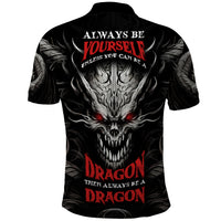 Demon Skull Polo Shirt Always be yourself unless you can be a Dragon then always be a Dragon - Wonder Print Shop