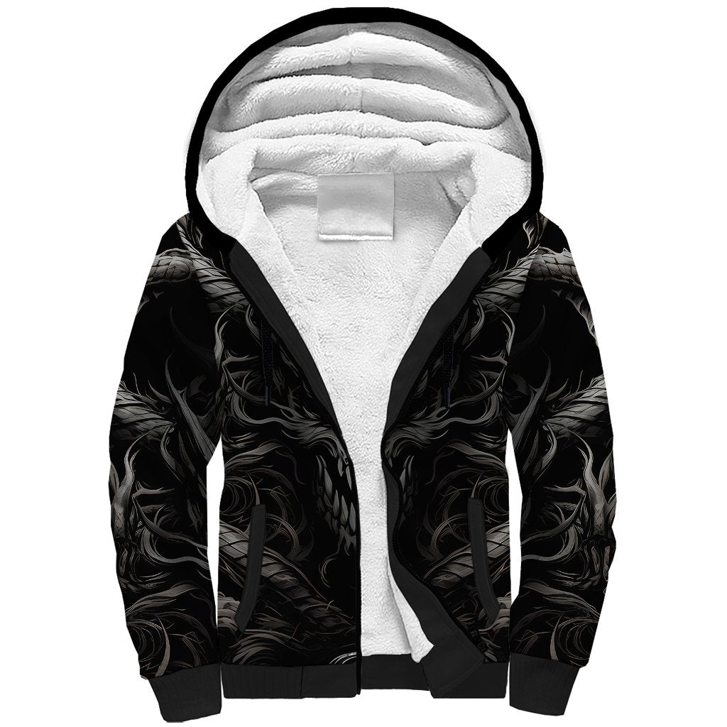 Demon Skull Sherpa Hoodie Always be yourself unless you can be a Dragon then always be a Dragon - Wonder Print Shop