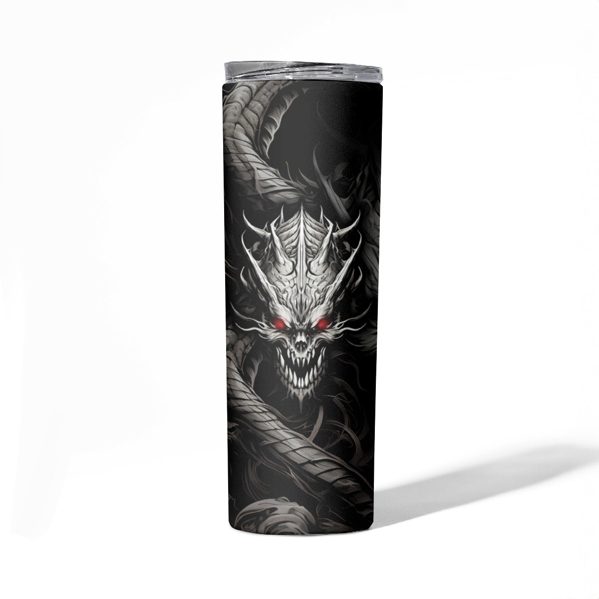 Demon Skull Skinny Tumbler Always be yourself unless you can be a Dragon then always be a Dragon - Wonder Print Shop