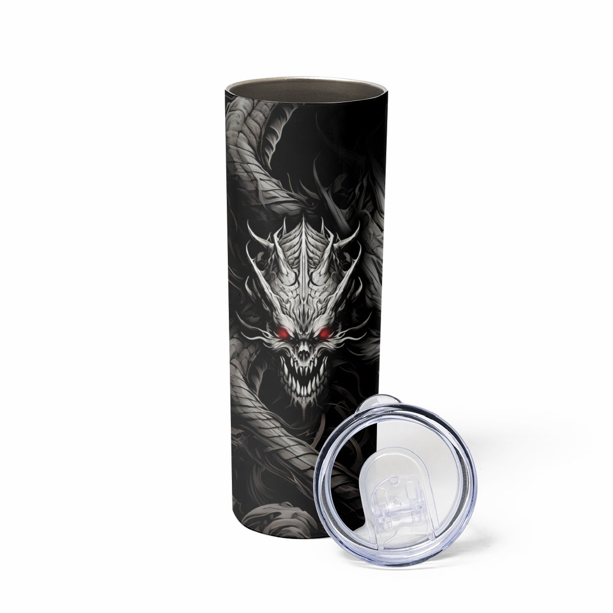 Demon Skull Skinny Tumbler Always be yourself unless you can be a Dragon then always be a Dragon - Wonder Print Shop