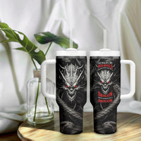 Demon Skull Tumbler With Handle Always be yourself unless you can be a Dragon then always be a Dragon - Wonder Print Shop