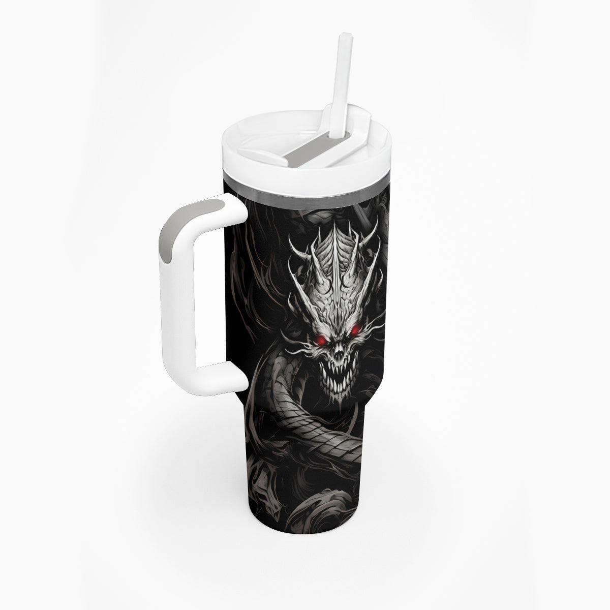 Demon Skull Tumbler With Handle Always be yourself unless you can be a Dragon then always be a Dragon - Wonder Print Shop