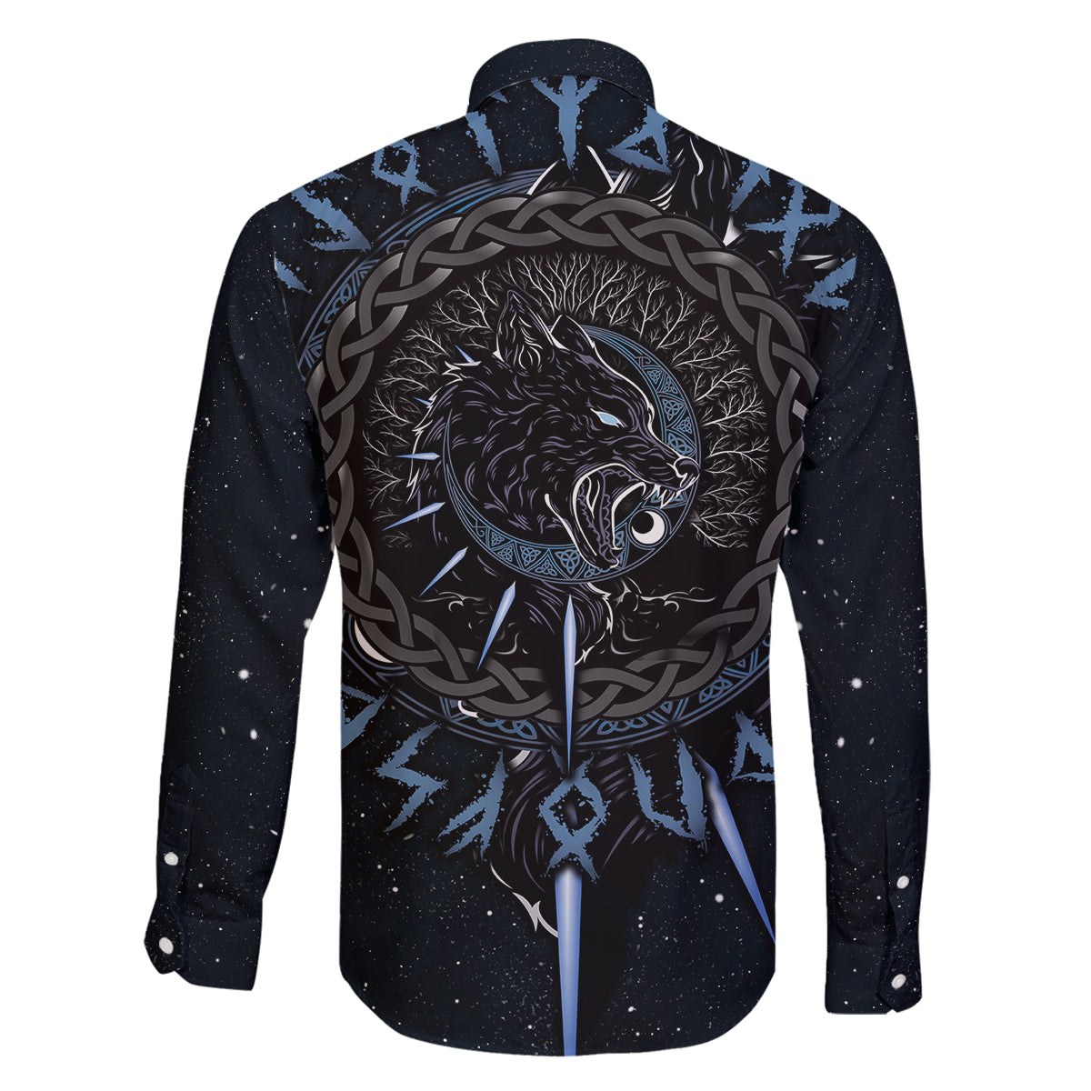 Skoll and Hati Viking Wolfs Family Matching Long Sleeve Bodycon Dress and Hawaiian Shirt - Wonder Print Shop