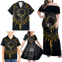 Skoll and Hati Viking Wolfs Family Matching Off Shoulder Maxi Dress and Hawaiian Shirt - Wonder Print Shop