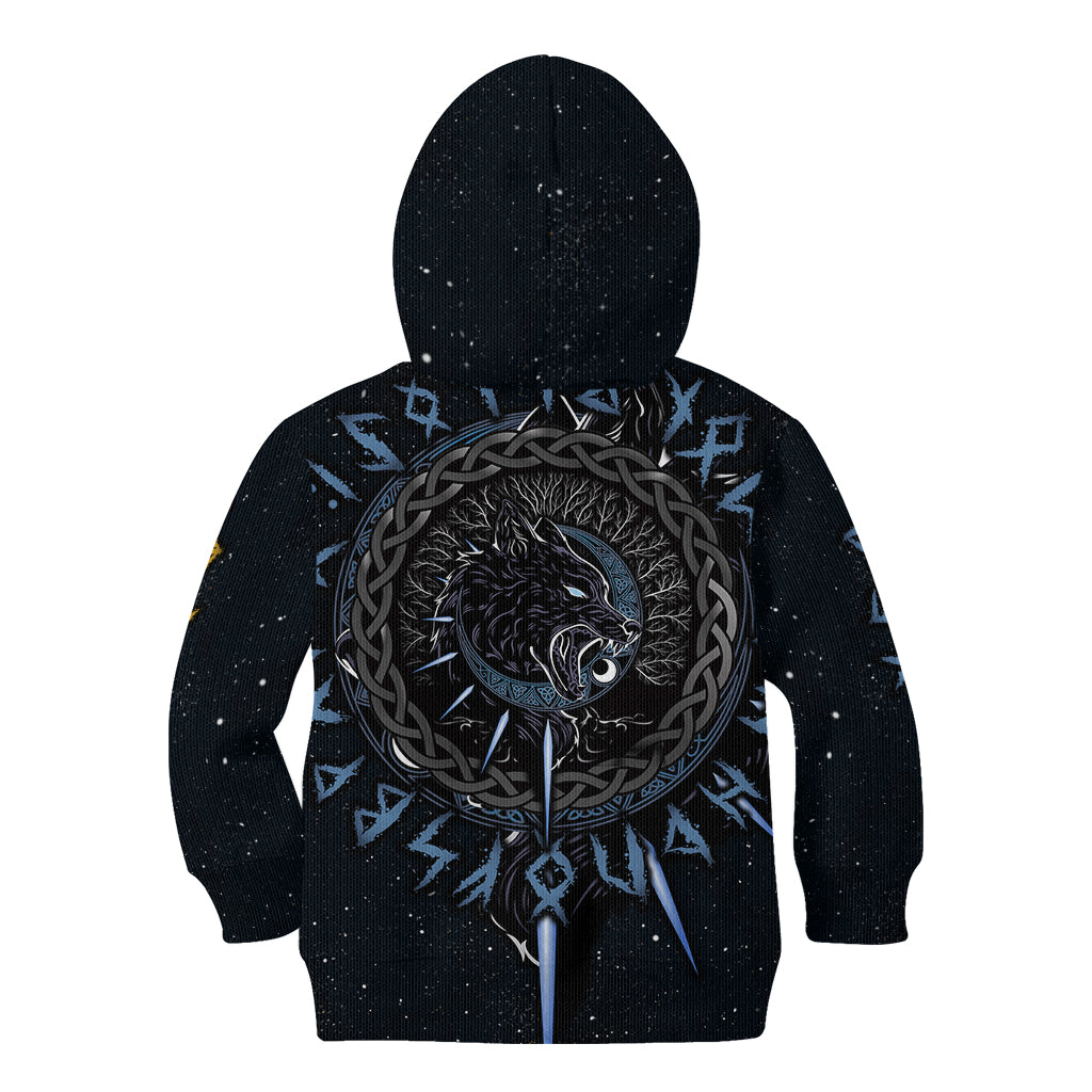 Skoll and Hati Viking Wolfs Kid Hoodie - Wonder Print Shop
