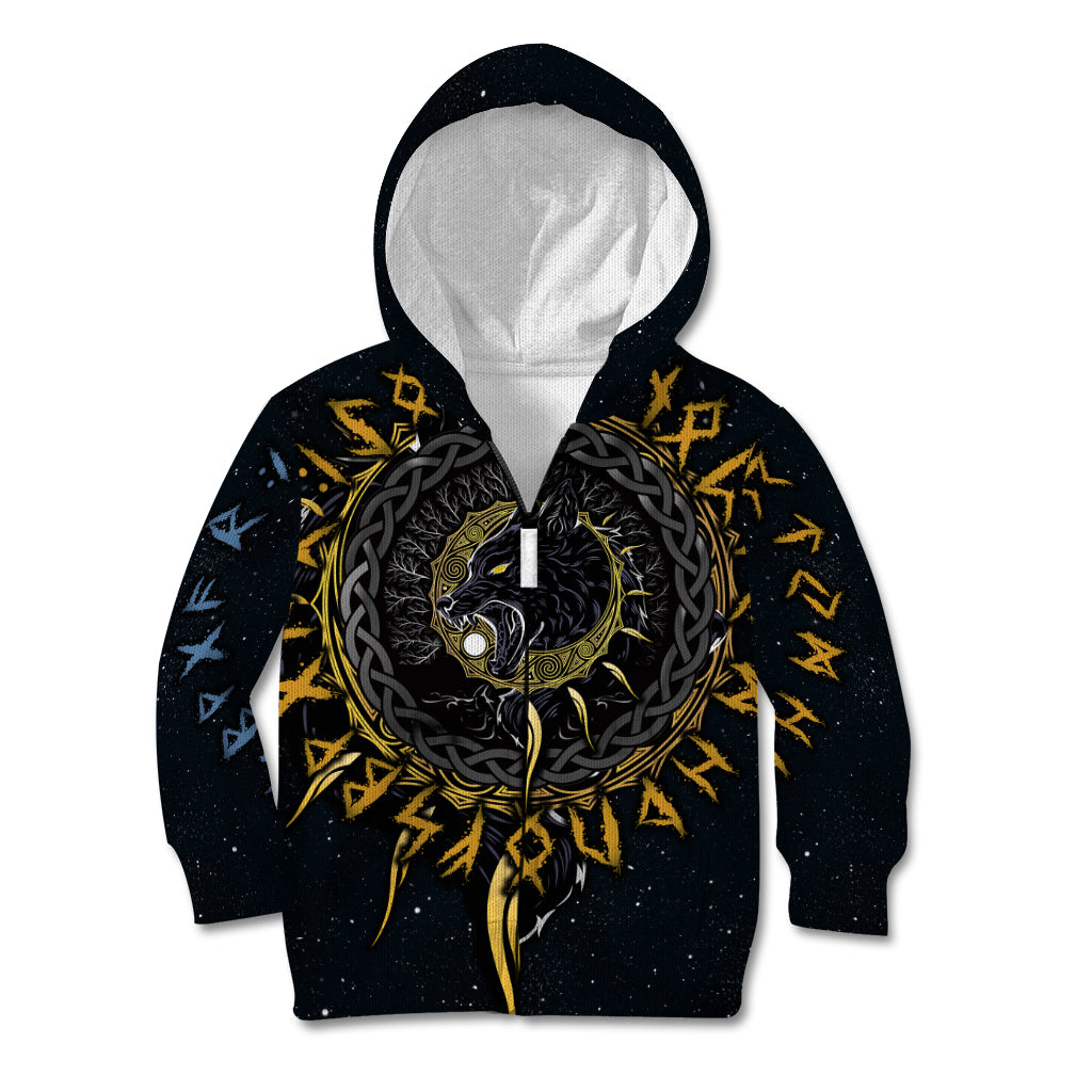 Skoll and Hati Viking Wolfs Kid Hoodie - Wonder Print Shop
