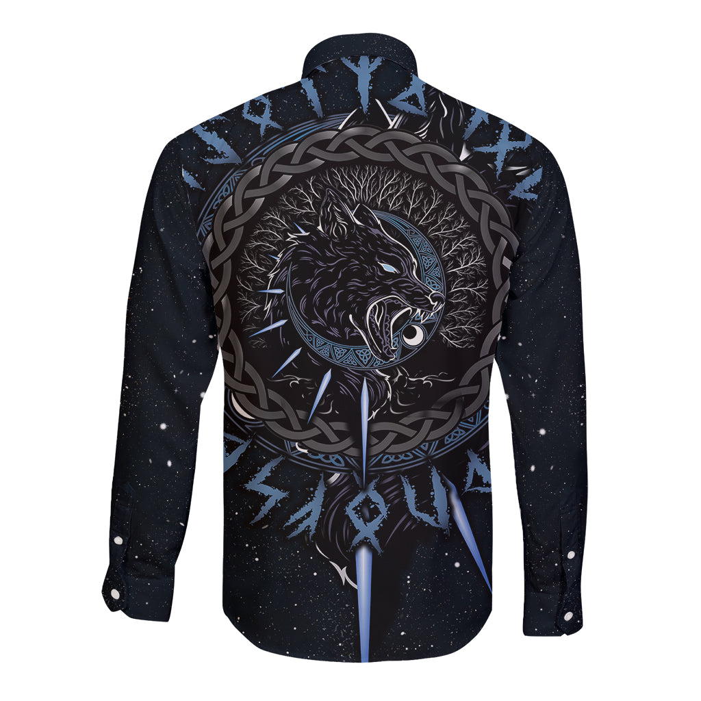 Skoll and Hati Viking Wolfs Long Sleeve Button Shirt - Wonder Print Shop