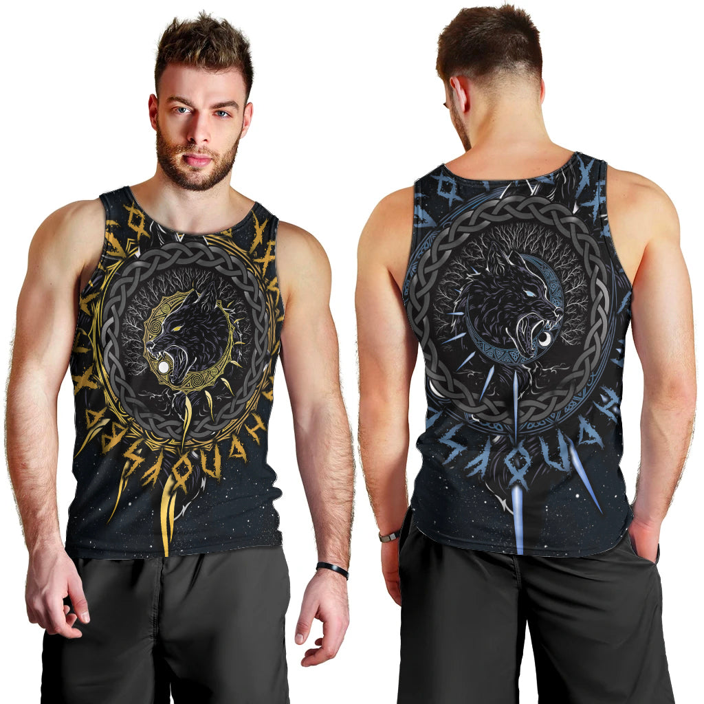 Skoll and Hati Viking Wolfs Men Tank Top - Wonder Print Shop
