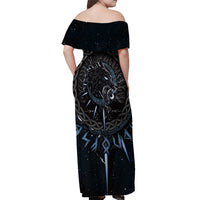 Skoll and Hati Viking Wolfs Off Shoulder Maxi Dress - Wonder Print Shop