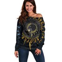Skoll and Hati Viking Wolfs Off Shoulder Sweater - Wonder Print Shop