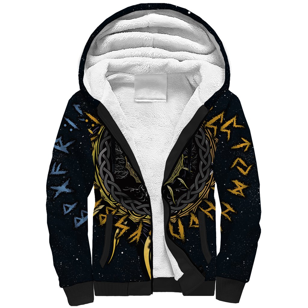 Skoll and Hati Viking Wolfs Sherpa Hoodie - Wonder Print Shop