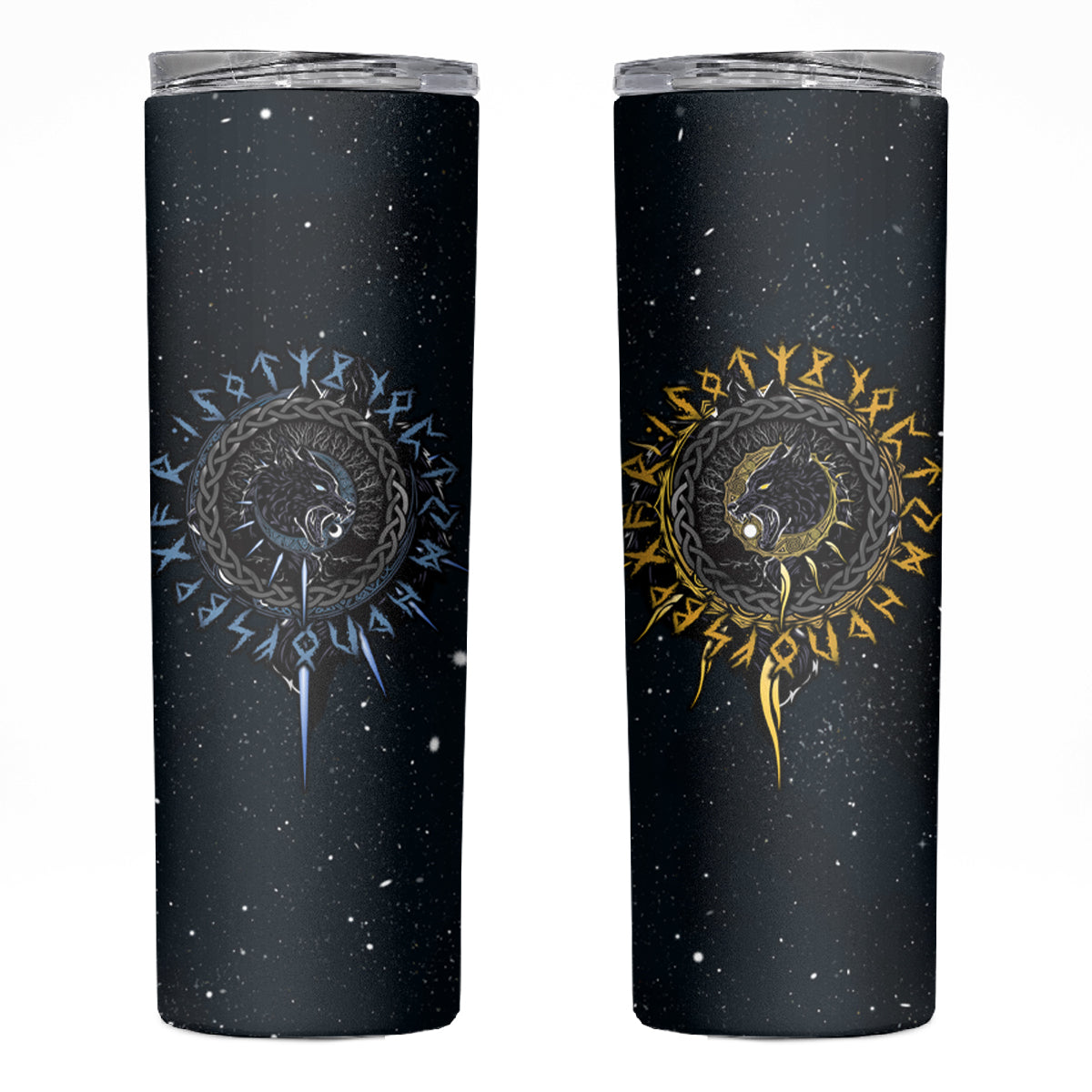 Skoll and Hati Viking Wolfs Skinny Tumbler - Wonder Print Shop