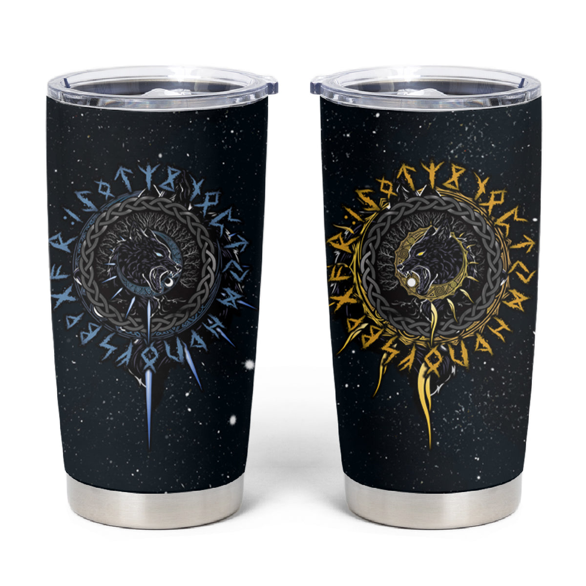 Skoll and Hati Viking Wolfs Tumbler Cup - Wonder Print Shop