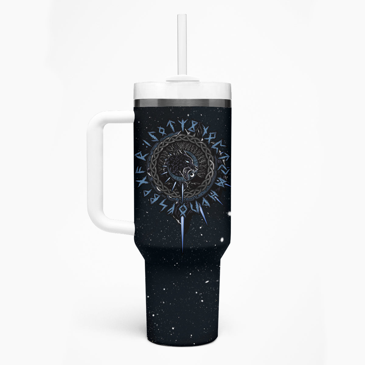 Skoll and Hati Viking Wolfs Tumbler With Handle - Wonder Print Shop