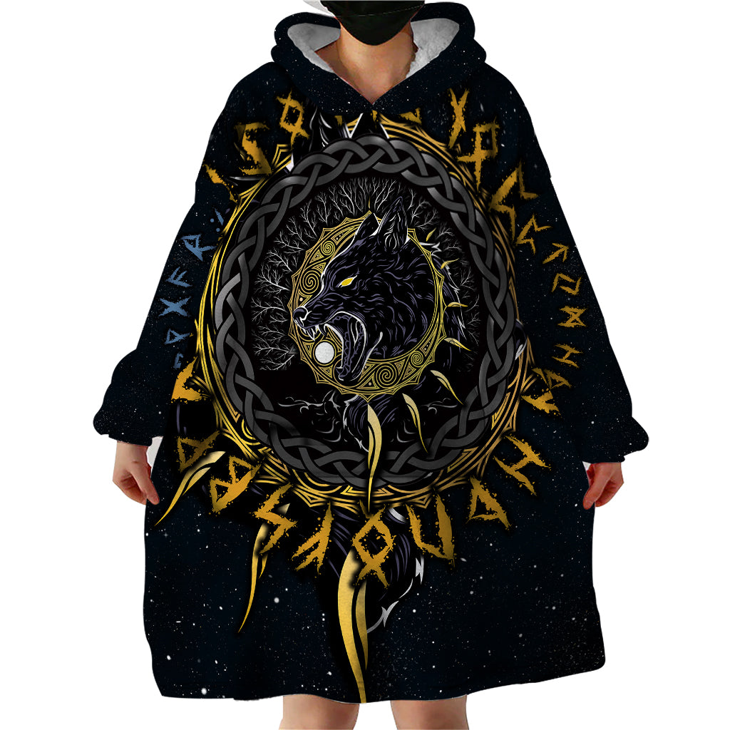 Skoll and Hati Viking Wolfs Wearable Blanket Hoodie - Wonder Print Shop