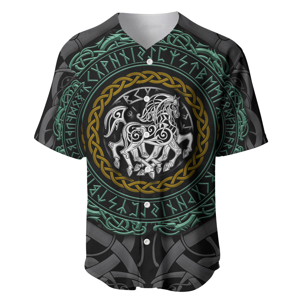 Viking Baseball Jersey Sleipnir symbol and viking pattern art - Wonder Print Shop