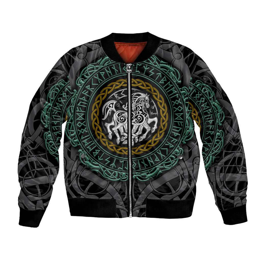 Viking Bomber Jacket Sleipnir symbol and viking pattern art - Wonder Print Shop