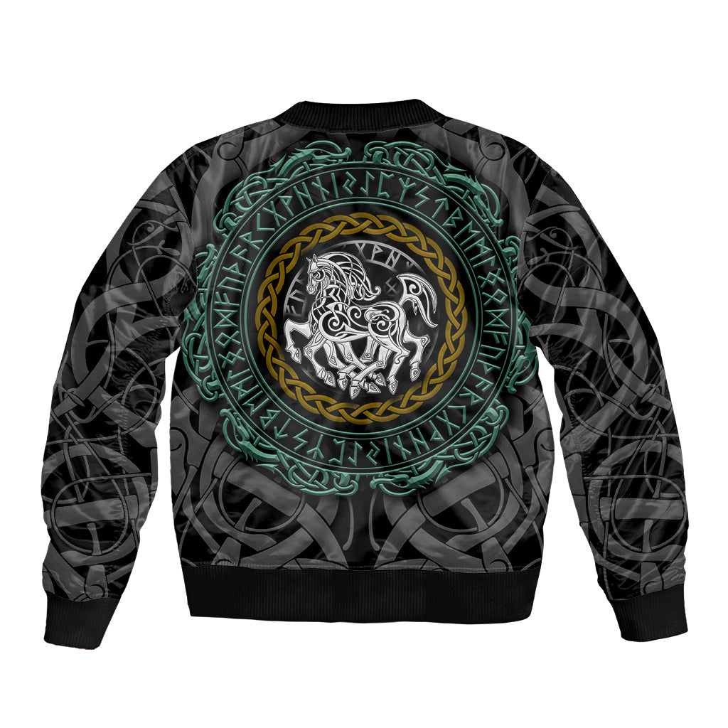 Viking Bomber Jacket Sleipnir symbol and viking pattern art - Wonder Print Shop