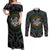 Viking Couples Matching Off Shoulder Maxi Dress and Long Sleeve Button Shirts Sleipnir symbol and viking pattern art - Wonder Print Shop