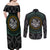 Viking Couples Matching Off Shoulder Maxi Dress and Long Sleeve Button Shirts Sleipnir symbol and viking pattern art - Wonder Print Shop