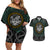 Viking Couples Matching Off Shoulder Short Dress and Hawaiian Shirt Sleipnir symbol and viking pattern art - Wonder Print Shop