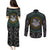 Viking Couples Matching Puletasi Dress and Long Sleeve Button Shirts Sleipnir symbol and viking pattern art - Wonder Print Shop