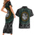Viking Couples Matching Short Sleeve Bodycon Dress and Hawaiian Shirt Sleipnir symbol and viking pattern art - Wonder Print Shop