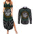 Viking Couples Matching Summer Maxi Dress and Long Sleeve Button Shirts Sleipnir symbol and viking pattern art - Wonder Print Shop
