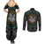 Viking Couples Matching Summer Maxi Dress and Long Sleeve Button Shirts Sleipnir symbol and viking pattern art - Wonder Print Shop