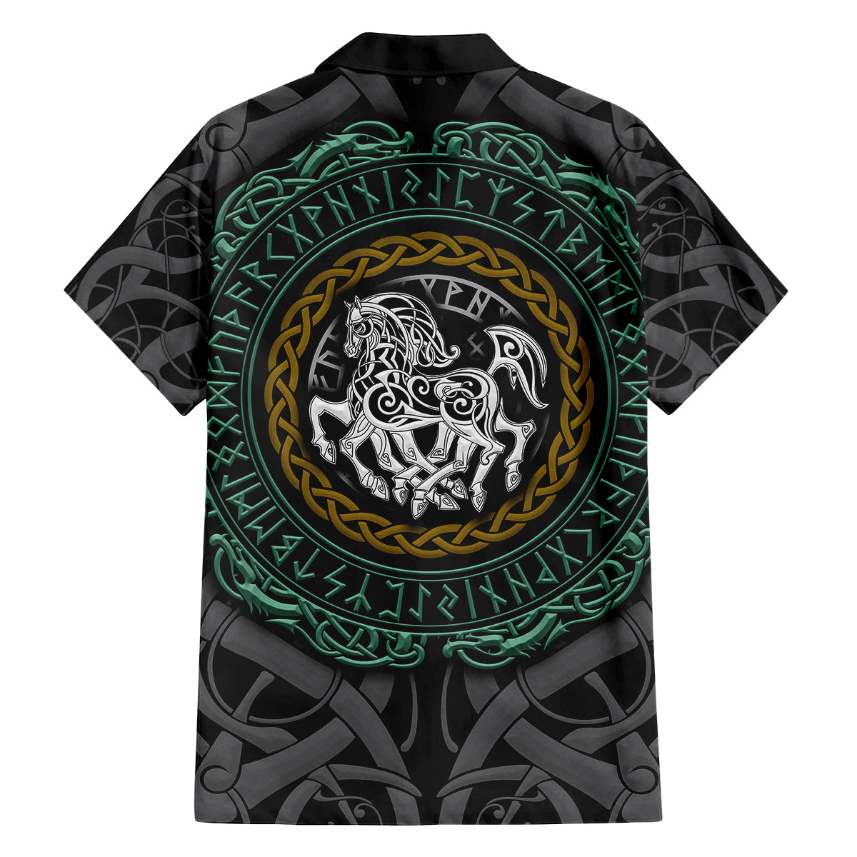 Viking Family Matching Long Sleeve Bodycon Dress and Hawaiian Shirt Sleipnir symbol and viking pattern art - Wonder Print Shop