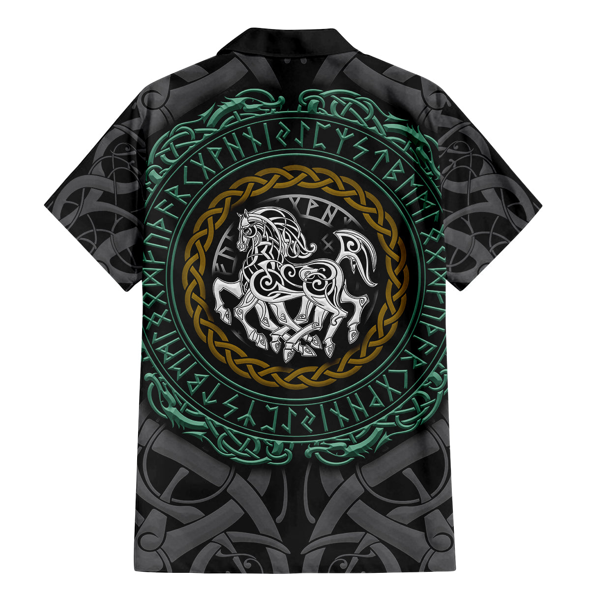 Viking Family Matching Mermaid Dress and Hawaiian Shirt Sleipnir symbol and viking pattern art - Wonder Print Shop