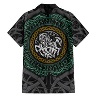 Viking Family Matching Summer Maxi Dress and Hawaiian Shirt Sleipnir symbol and viking pattern art - Wonder Print Shop