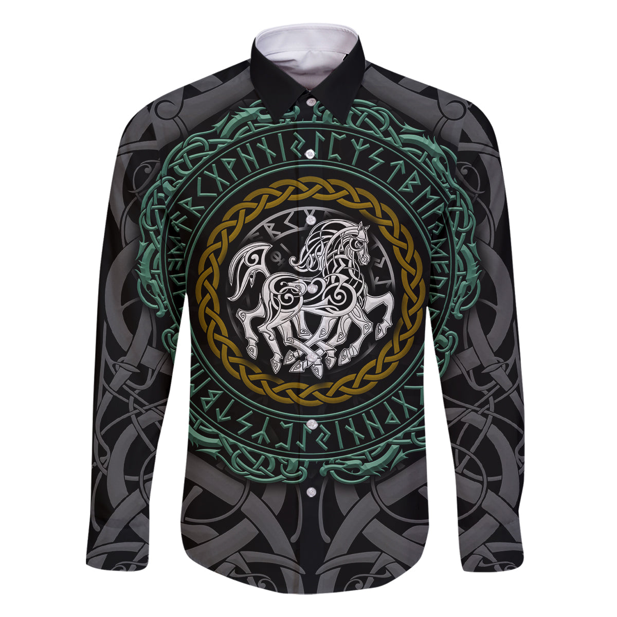 Viking Family Matching Tank Maxi Dress and Hawaiian Shirt Sleipnir symbol and viking pattern art - Wonder Print Shop