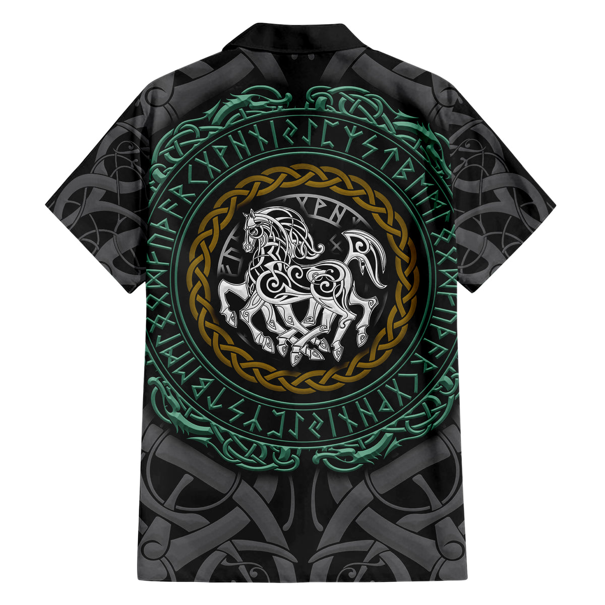 Viking Hawaiian Shirt Sleipnir symbol and viking pattern art - Wonder Print Shop