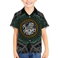 Viking Hawaiian Shirt Sleipnir symbol and viking pattern art - Wonder Print Shop