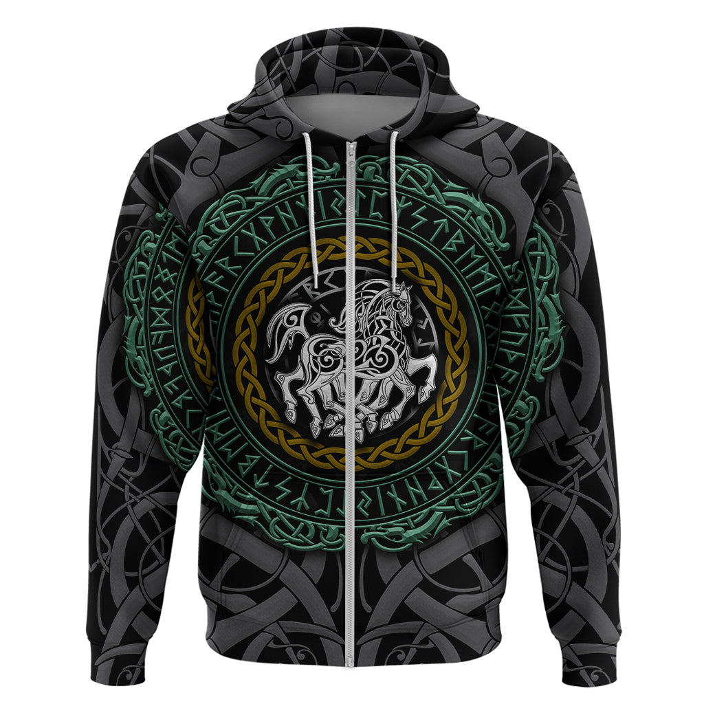 Viking Hoodie Sleipnir symbol and viking pattern art - Wonder Print Shop