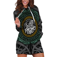 Viking Hoodie Dress Sleipnir symbol and viking pattern art - Wonder Print Shop