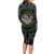 Viking Long Sleeve Bodycon Dress Sleipnir symbol and viking pattern art - Wonder Print Shop