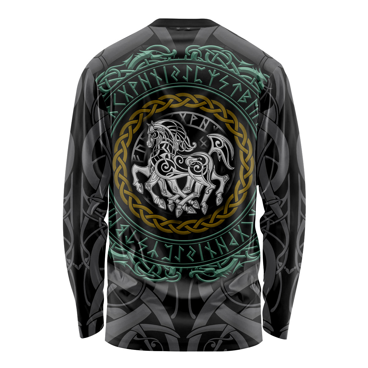 Viking Long Sleeve Shirt Sleipnir symbol and viking pattern art - Wonder Print Shop