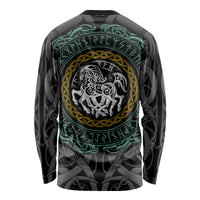 Viking Long Sleeve Shirt Sleipnir symbol and viking pattern art - Wonder Print Shop
