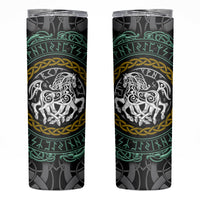 Viking Skinny Tumbler Sleipnir symbol and viking pattern art - Wonder Print Shop