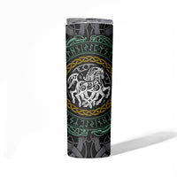 Viking Skinny Tumbler Sleipnir symbol and viking pattern art - Wonder Print Shop