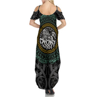 Viking Summer Maxi Dress Sleipnir symbol and viking pattern art - Wonder Print Shop