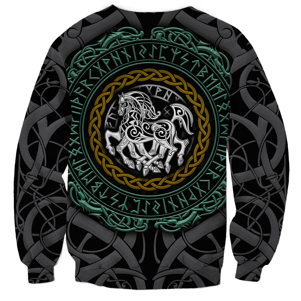 Viking Sweatshirt Sleipnir symbol and viking pattern art - Wonder Print Shop