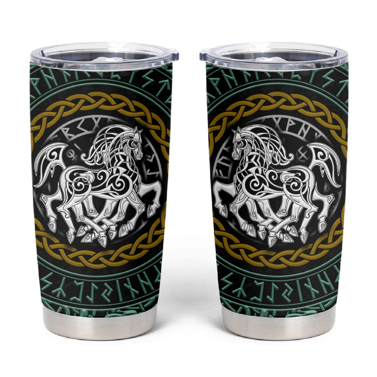 Viking Tumbler Cup Sleipnir symbol and viking pattern art - Wonder Print Shop